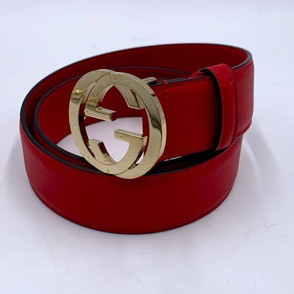 Authentic Gucci Double G Red Leather Belt Preloved main image 8